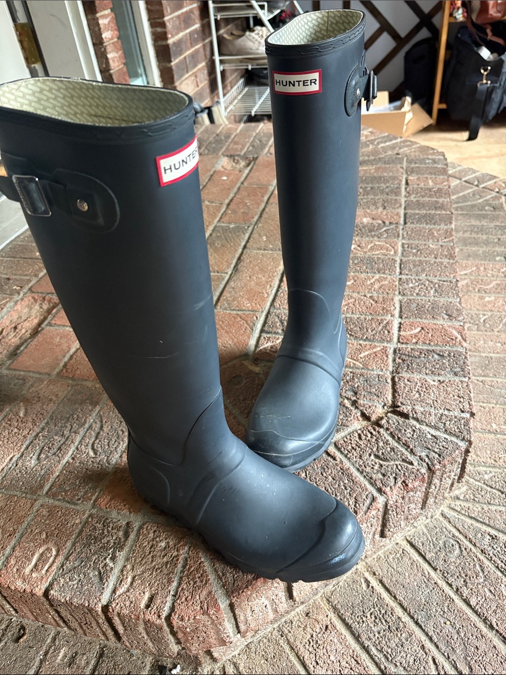 Hunter Matte Black Knee-High Rubber Boots with Logo